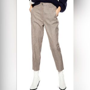 Topshop Bonded Check Tapered Trousers, 10